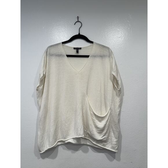 Eileen Fisher Tops - Eileen Fisher Organic Linen Cotton V Neck Top Tunic Women’s Size Small Pocket